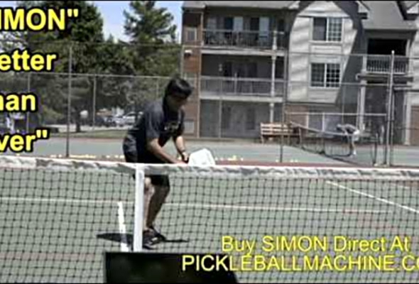 Simon2 pickleball throwing machine. Straight on dinks using &quot;ramp&quot;.