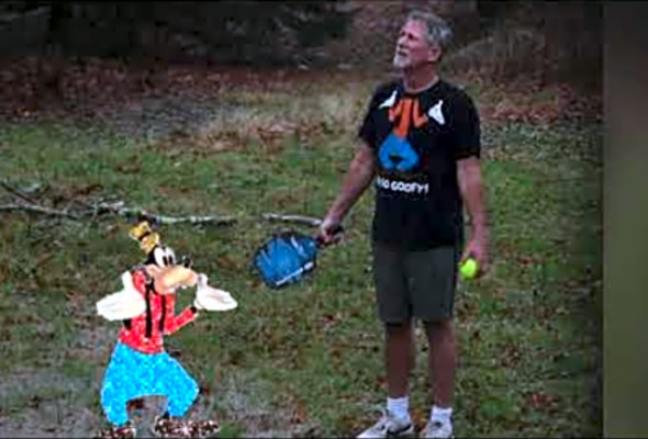 Jim Playing Pickleball In Rain And Wind
