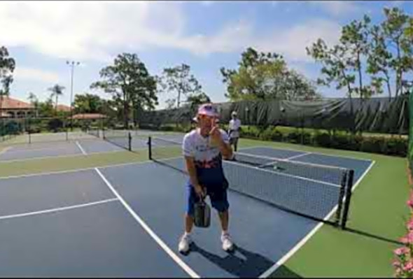 Showing improvement on forehand drop shot in pickleball