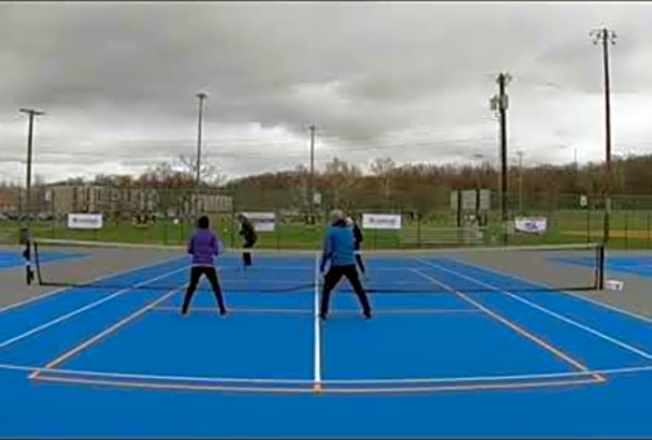 2018 Bob Libby Invitational Pickleball tournament MXDS 3.5 game 1