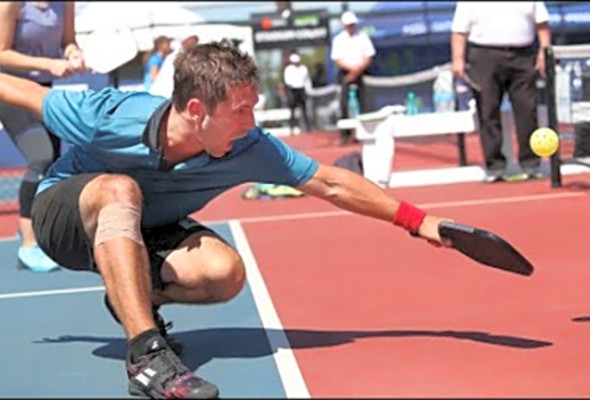 APP mixed doubles action during the day 2 of the Pickleball tournament.