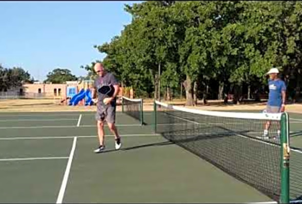Drilling the Cross Court dink forehand to backhand.