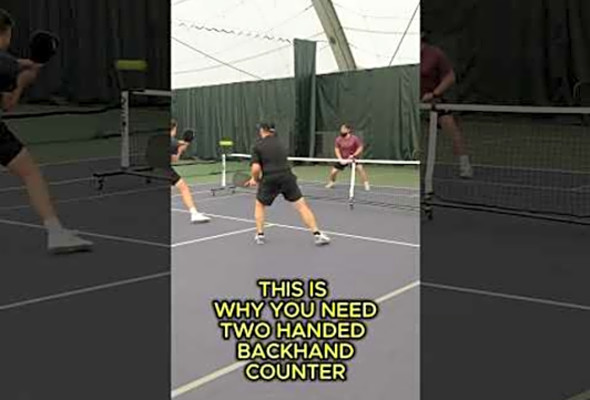 Adding two handed backhand counter was a game changer #pickleball #pickleballtips #kitchen #dink