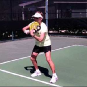 Pickleball Ready Position at the Non Volley Zone: Deb Harrison, Defendin...