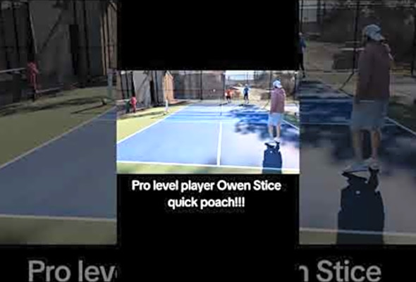 Insane poach by pro level player Owen Stice! 5.2 #pickleball #pickle #pickleballhighlights #druh