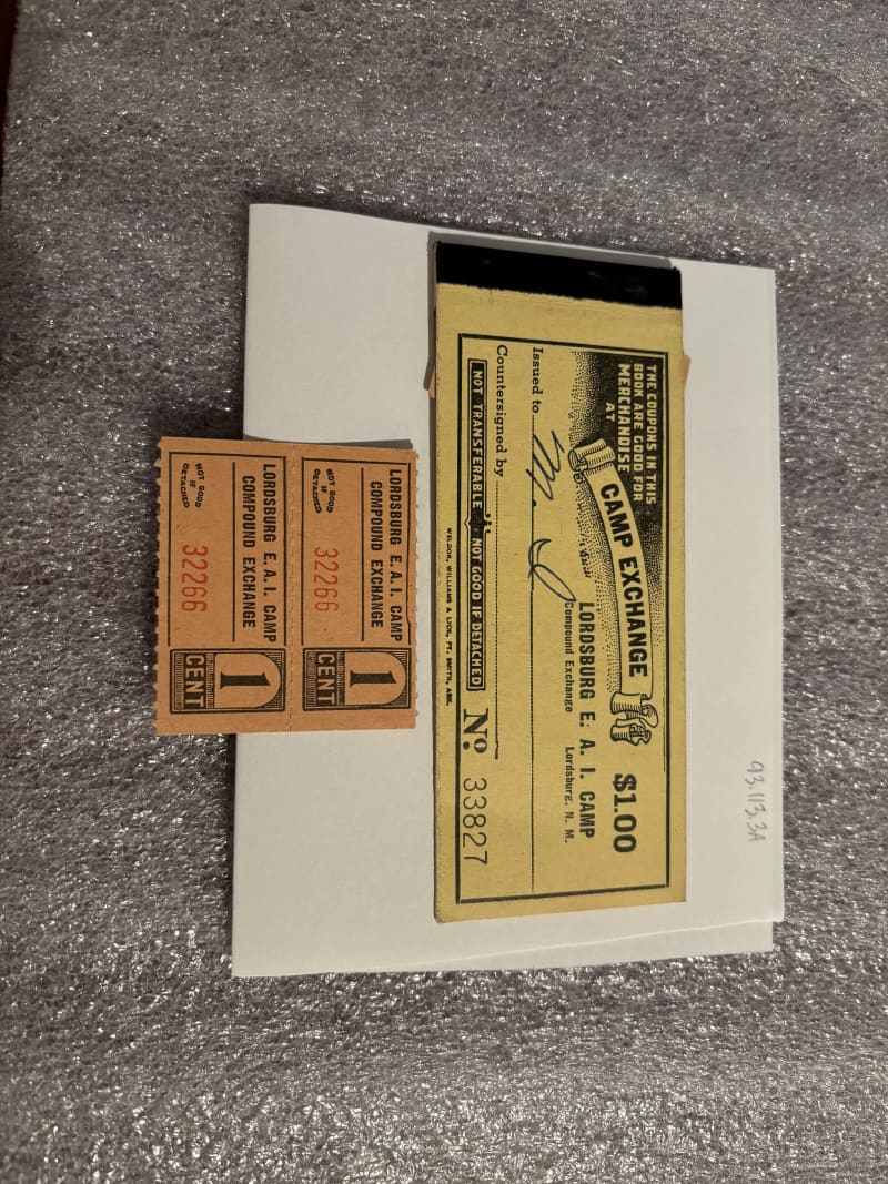 Scrip from an Enemy Alien Camp in Lordsburg, New Mexico