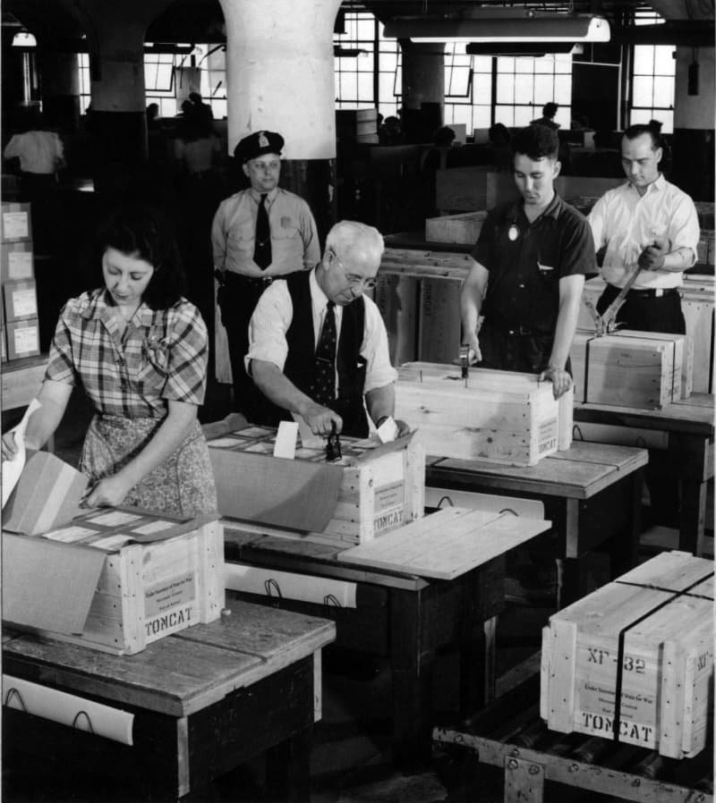 One of the boxes on the pay table in England in June 1944