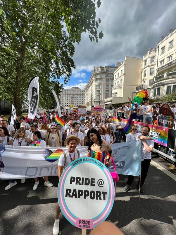 Rapport employees participating in a Pride parade