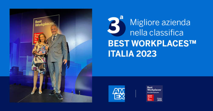 American Express ranked 3rd best work place in Italy