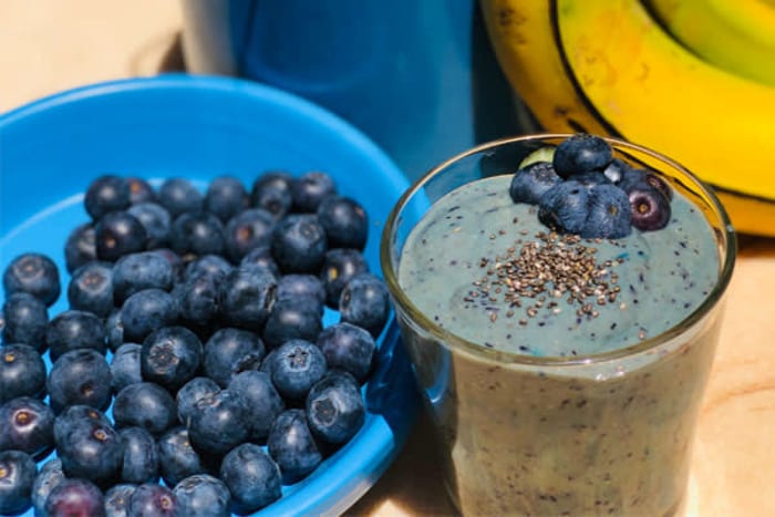 Celebrating Pride Month with Rainbow Recipes: Banana-Blueberry Chia Smoothie