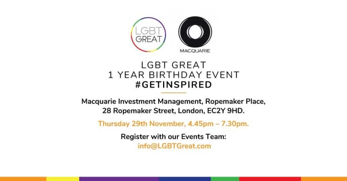 LGBT GREAT – 1 YEAR BIRTHDAY EVENT #GETINSPIRED