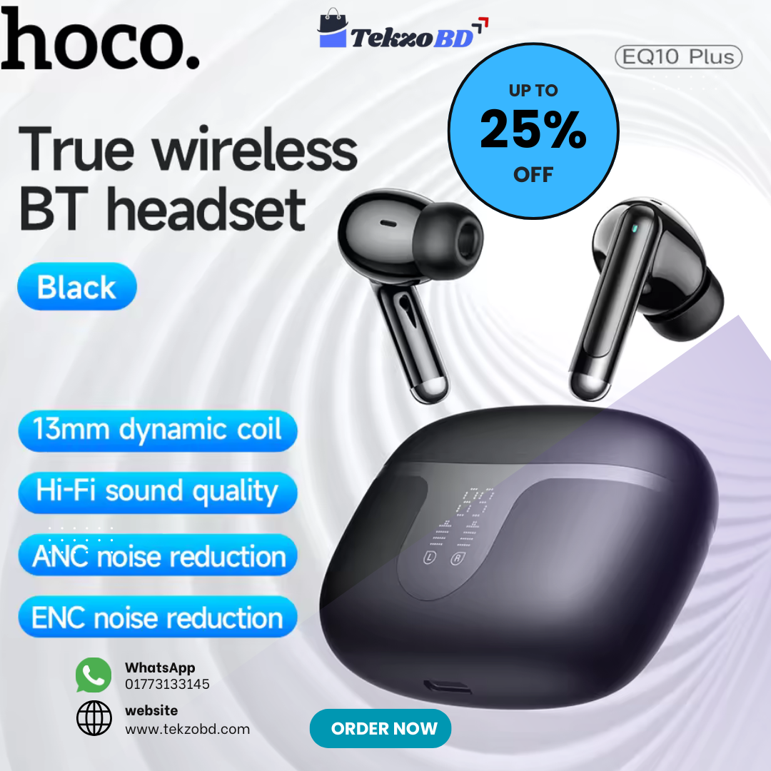 Hoco EQ10 Plus Wireless Earbuds – ANC + ENC Noise Reduction, LED Display, Bluetooth 5.4 hoco-eq10-plus-wireless-earbuds-p3054
