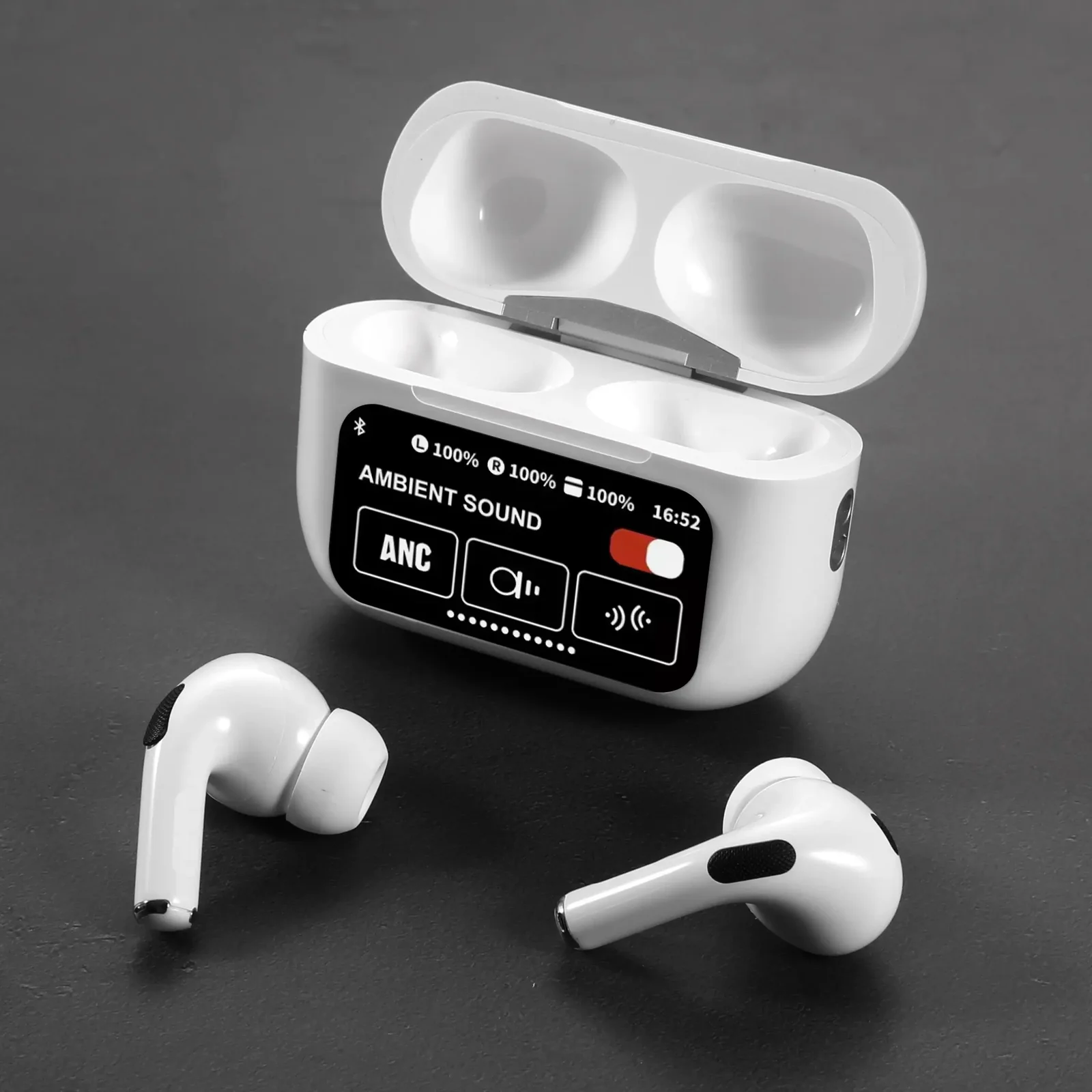 A9 Pro Airpods ANC/ENC Noise Reduction, Touch Control With LED Display White TWS