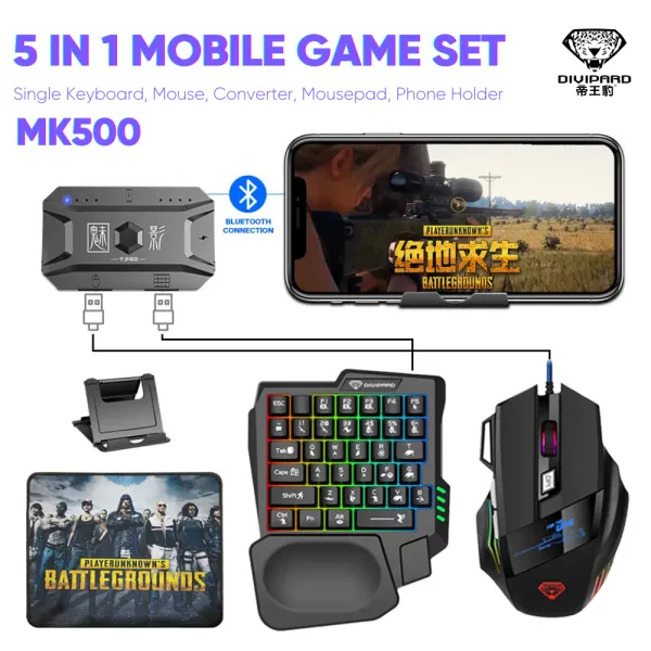 5-in-1 Wireless Gaming Keyboard & Mouse Combo for PC & Mobile | PUBG Ready