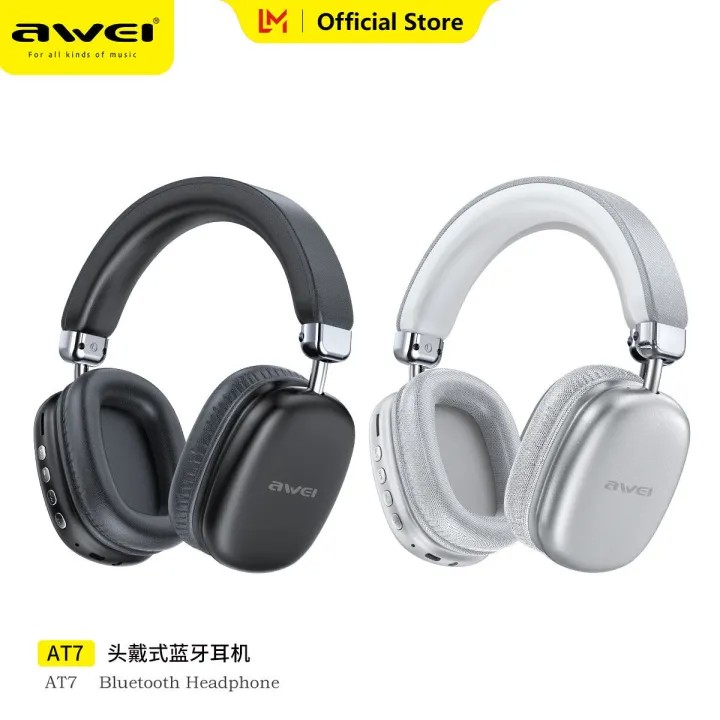 Awei AT7 Bluetooth Wireless Headphone with Mic – Long Battery, Stereo Sound & Gaming Headset