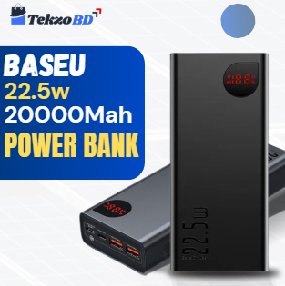 Baseus Adaman 22.5W 20000mAh Power Bank – Fast Charging Metal Digital Display | Long Backup Power Solution