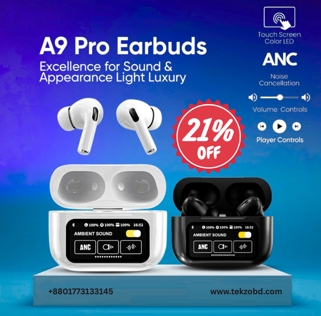 E9 Pro Touch AirPods – LED ডিসপ্লে, ANC & ENC সহ | TexzoBD