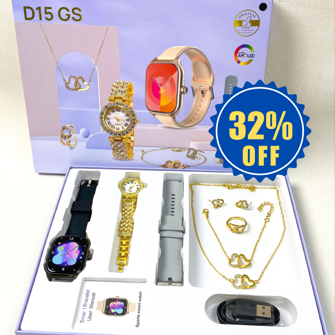 D15 GS Smartwatch Set for Women | Long Battery Life & Stylish Combo – www.tekzobd.com
