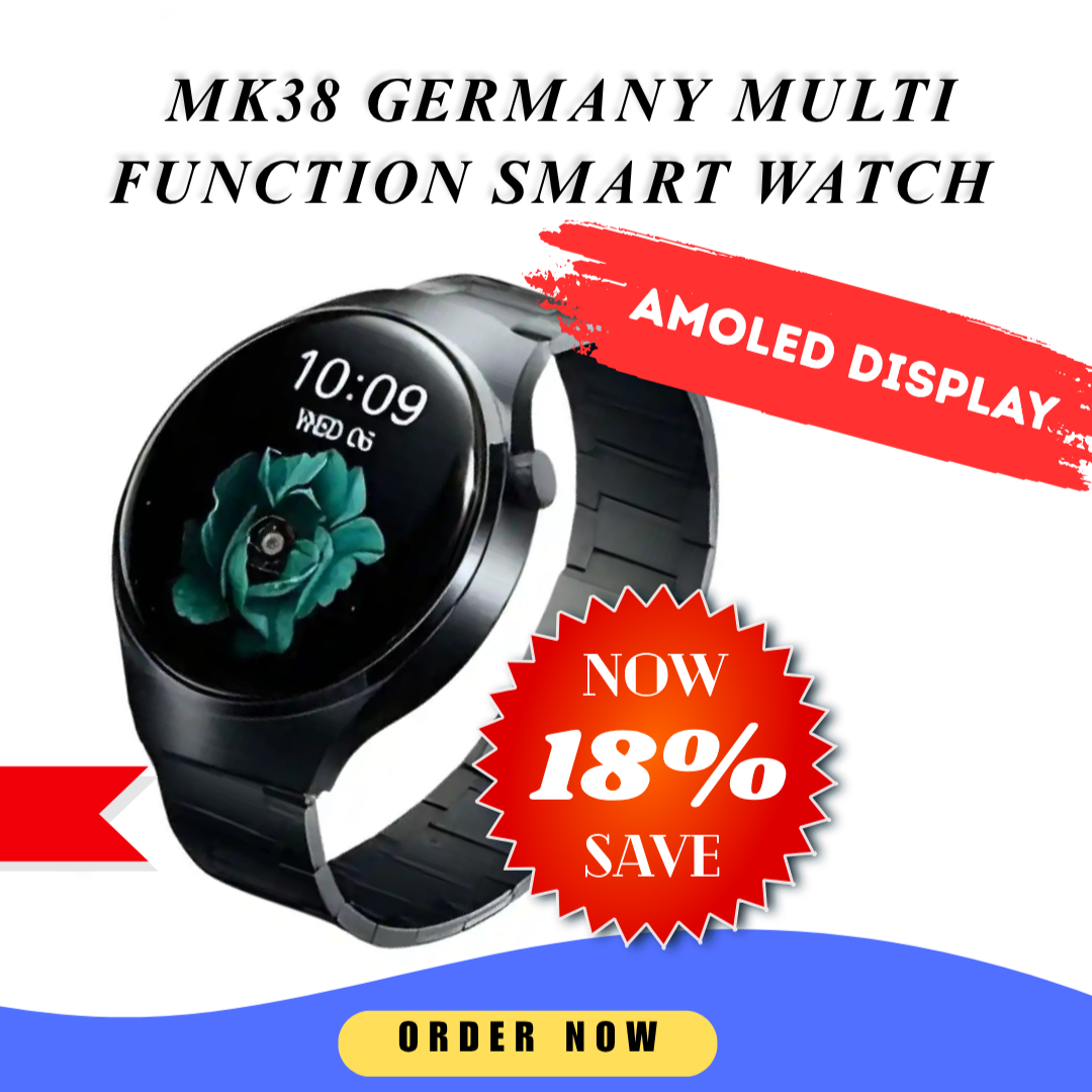 MK38 Germany Smart Watch – AMOLED Display & Multi-Function Fitness Tracker | TekzoBD
