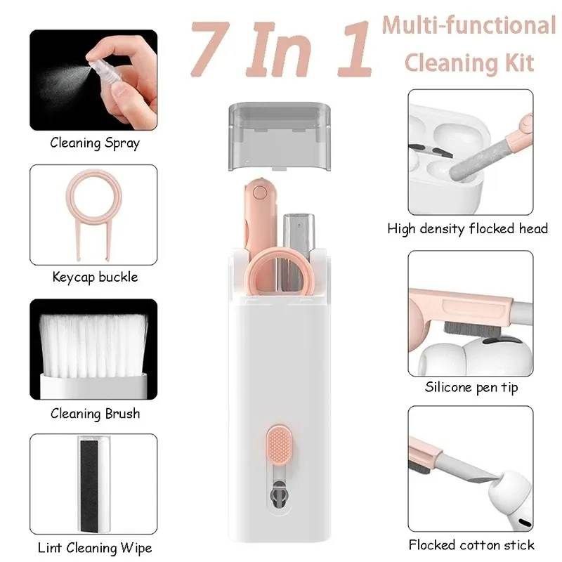 7-in-1 Multi-Function Cleaning Kit For Keyboard, Laptop & Earbuds