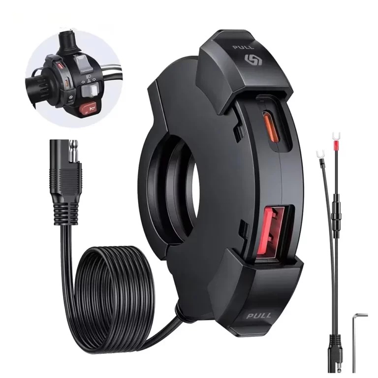 Universal Motorcycle Handlebar Phone Fast Charger (USB-A QC 3.0 + USB-C PD 3.0) | Waterproof Bike Charger in Bangladesh