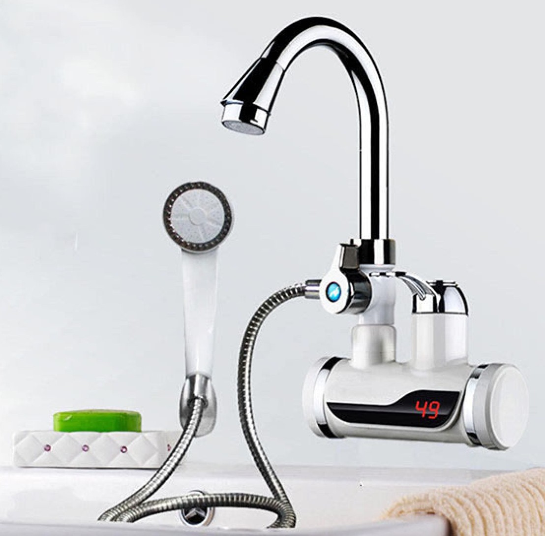 Electric Instant Hot Water Tap with Hand Shower – Digital Display Tankless Water Heater