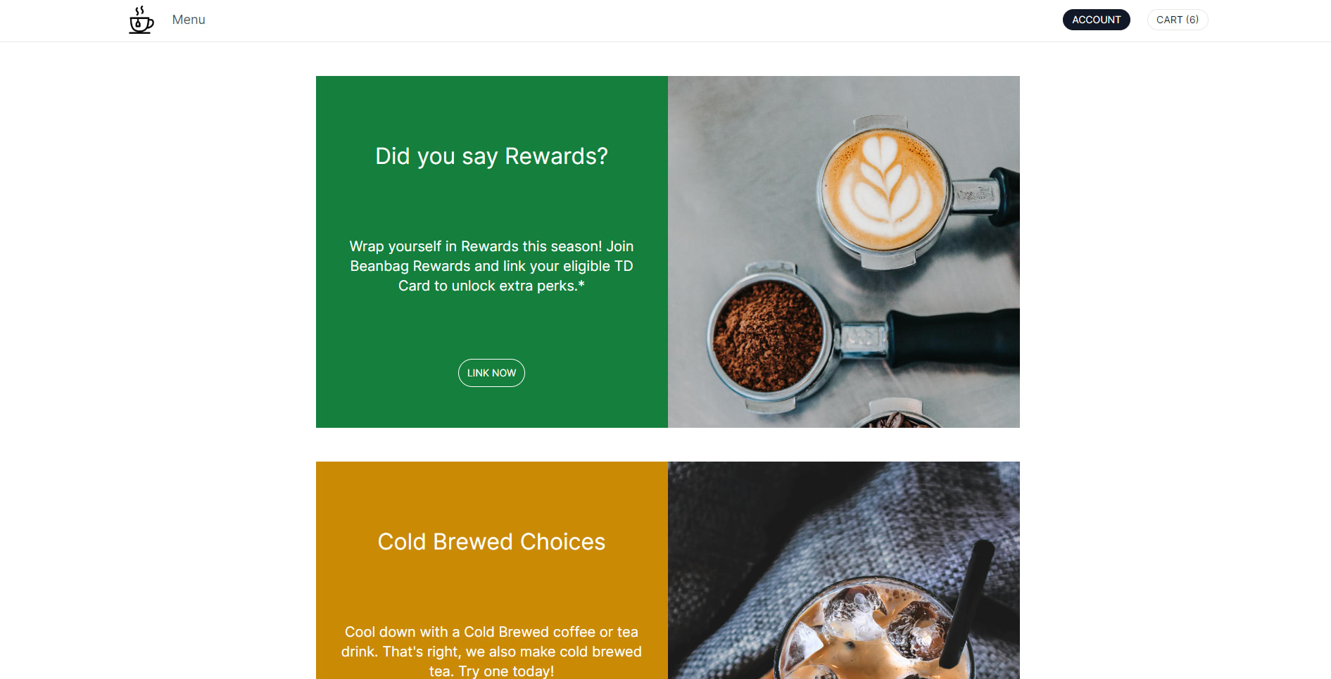 Beanbag Coffee — Homepage