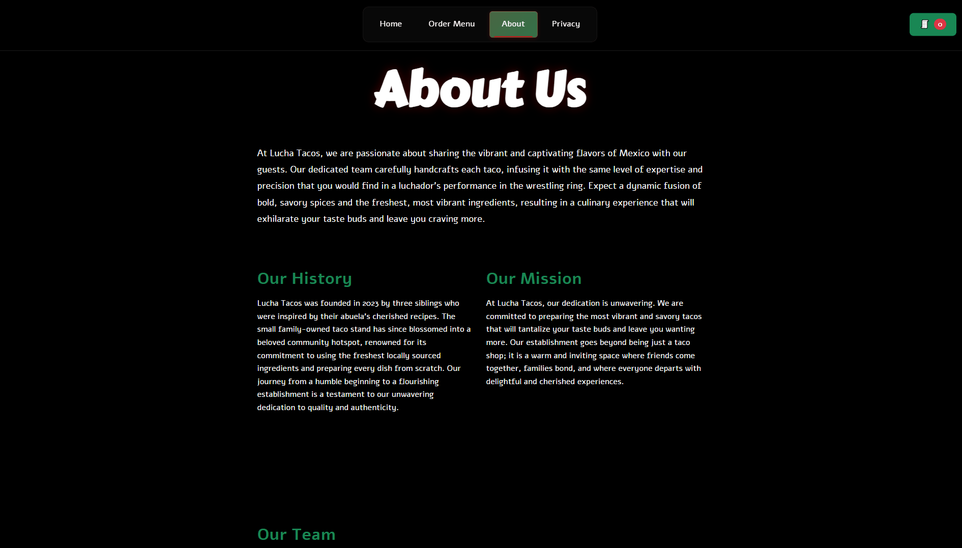 Lucha Tacos — About Page