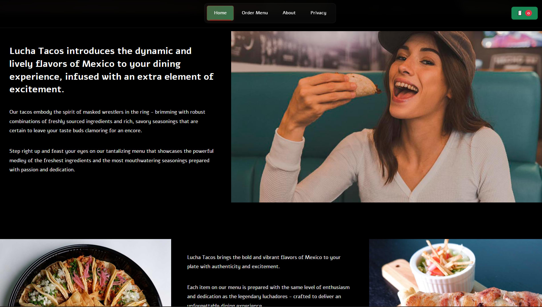 Lucha Tacos — Homepage Middle Section