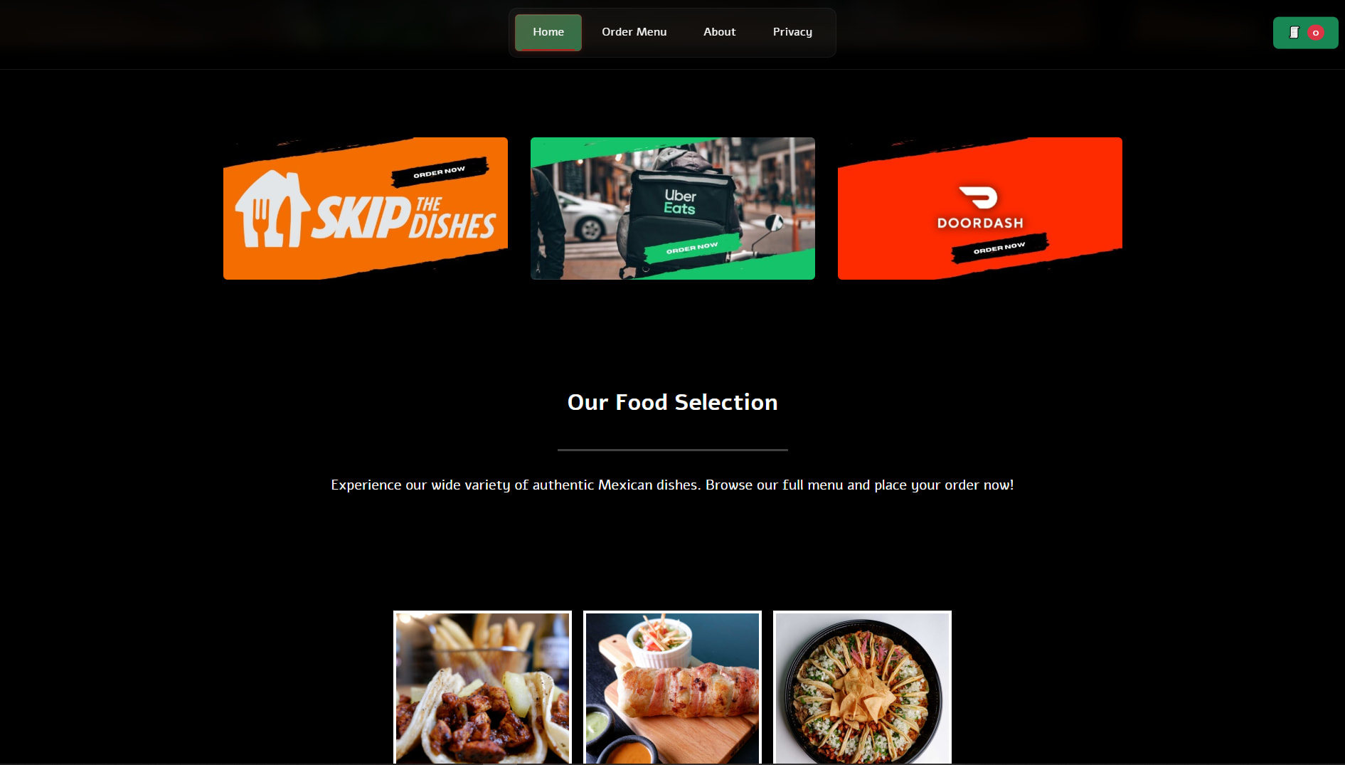 Lucha Tacos — Homepage Delivery Options