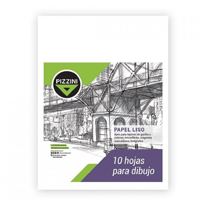 Hojas de Papel Dibujo Pizzini A4 142/150 Grs.X 10 Hs.