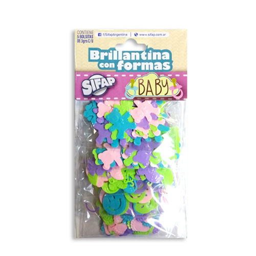 Brillantina Sifap C/Formas Baby X 5 Sobres
