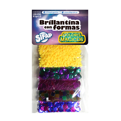 Brillantina Sifap C/Formas Colores Magicos X 5