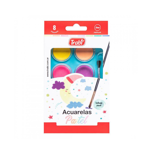 Acuarelas Trabi Pastel Estuche X 8 Colores con