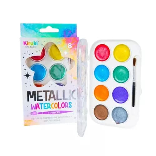 Acuarelas Kiruki Metalicos Estuche X 8 Colores