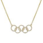 14KT Yellow Gold Diamond Olympic Rings Necklace