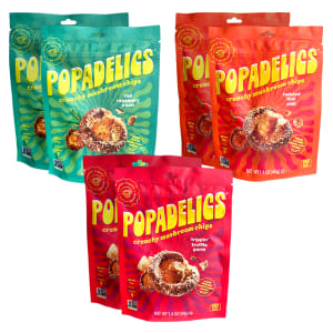 Popadelics Crunchy Mushroom Chips 6-Pack Variety Pack