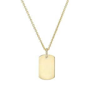 14KT Gold Dog Tag Engraveable Pendant Necklace