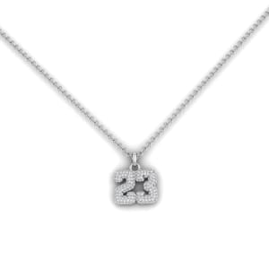 14KT White Gold Varsity Diamond Number Necklace