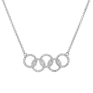 14KT White Gold Diamond Olympic Rings Necklace