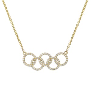 14KT Yellow Gold Diamond Olympic Rings Necklace