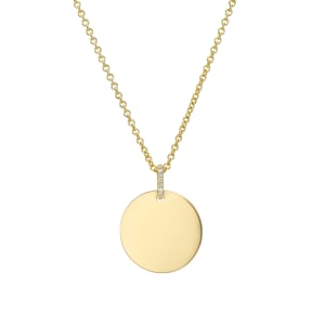 14KT Gold Round Engraveable Pendant Necklace