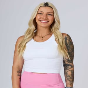 Sporty Tank Top (White - Pink Print)