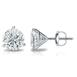 Classic Round Stud Earrings 5cttw 14K White Gold LGD