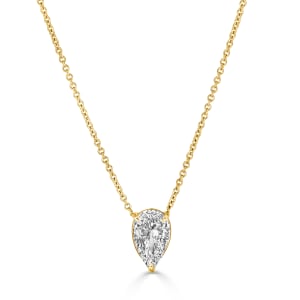 The Mira Solitaire Pear Pendant 1.30cttw 14K Yellow Gold LGD