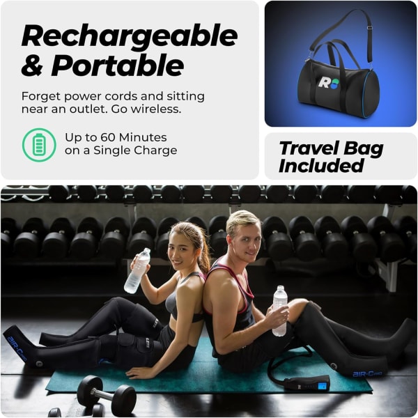 REATHLETE Leg Massager | Rechargeable & Portable Sequential Compression Device with Digital Controller & Bag | New Sleeve Design Machine for Legs | Thigh, Calf & Feet Massager