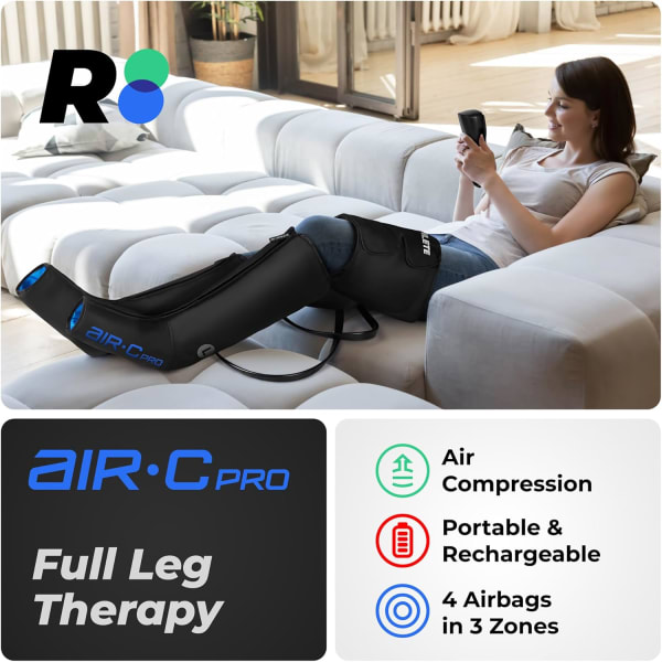 REATHLETE Leg Massager | Rechargeable & Portable Sequential Compression Device with Digital Controller & Bag | New Sleeve Design Machine for Legs | Thigh, Calf & Feet Massager