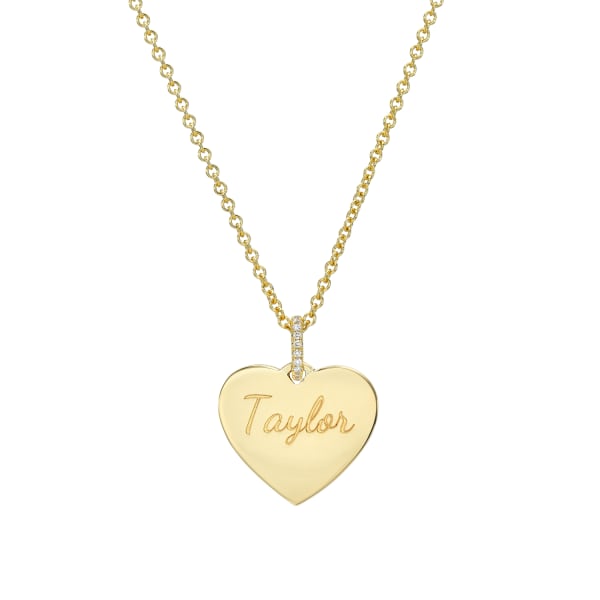 14KT Gold Heart Engraveable Pendant Necklace