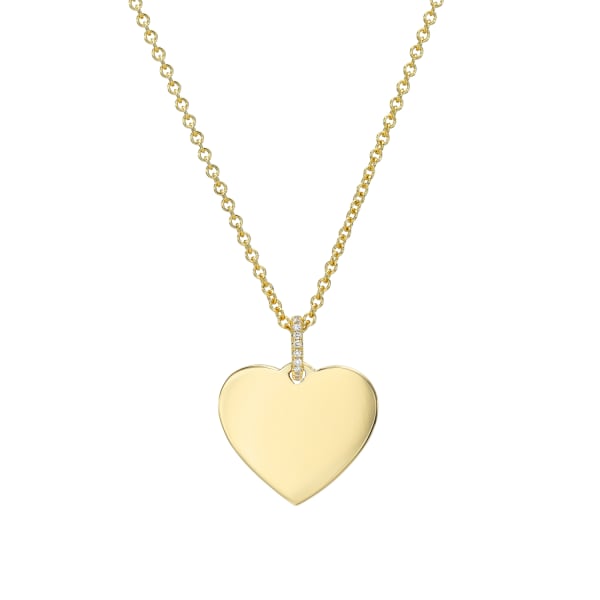 14KT Gold Heart Engraveable Pendant Necklace