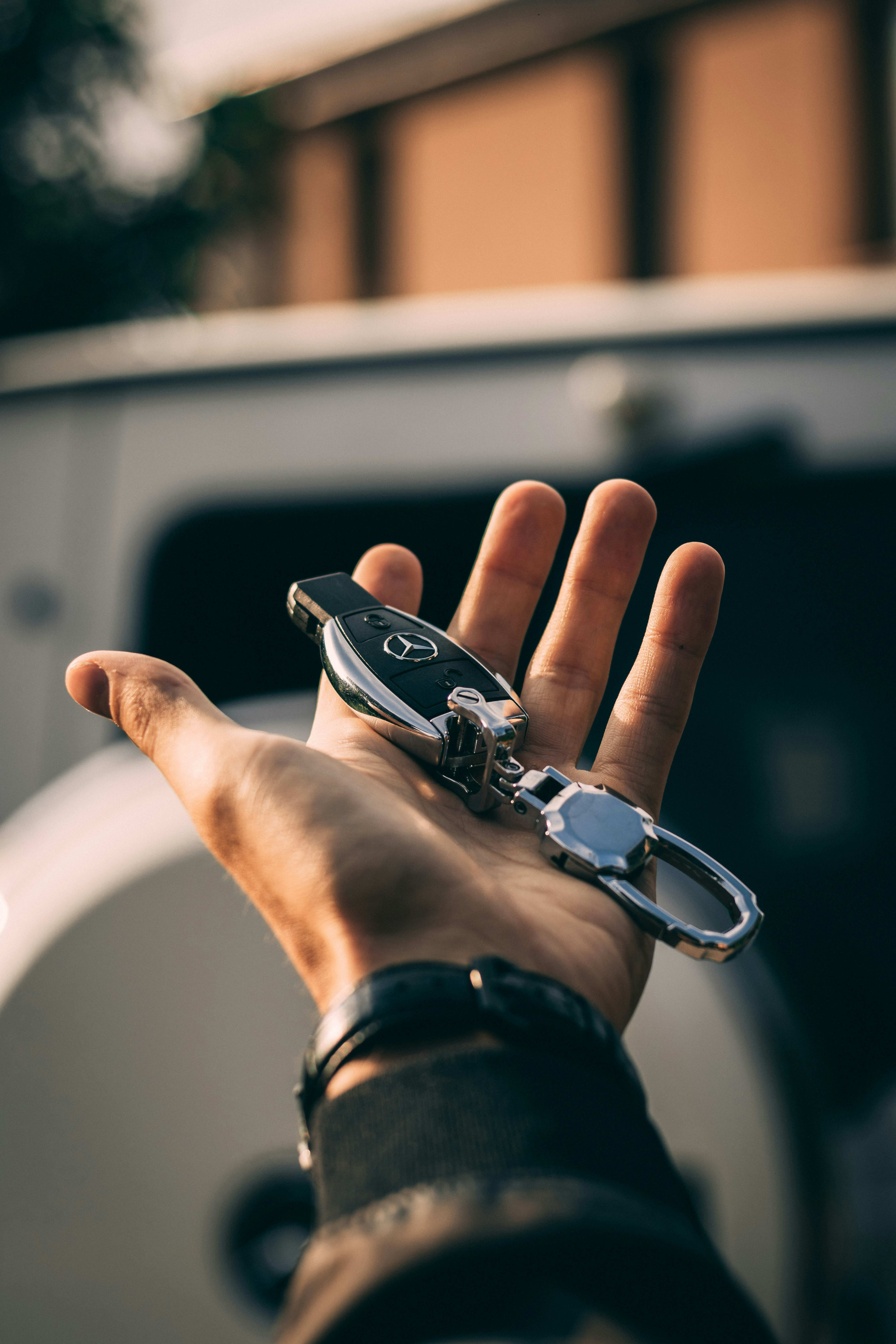 Locksmith helping with a vehicle lockout